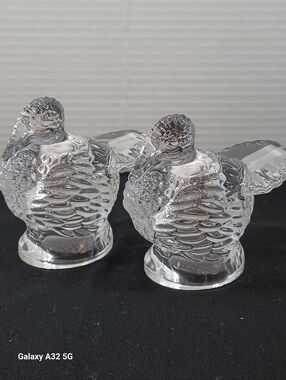Shannon Lead Crystal by Godinger Turkey, Salt and Pepper Shakers 3.5" Tall